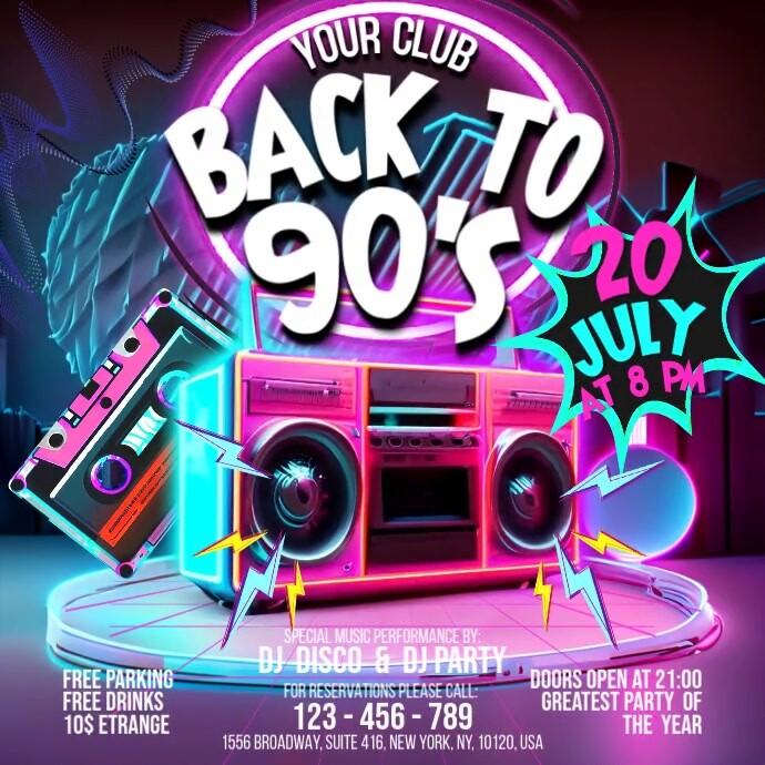 Back To 90's Disco Wpis na Instagrama template