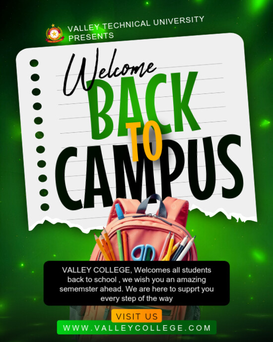 Back to campus university college enrollment admission promotion flyer poster design template Instagram Portrait