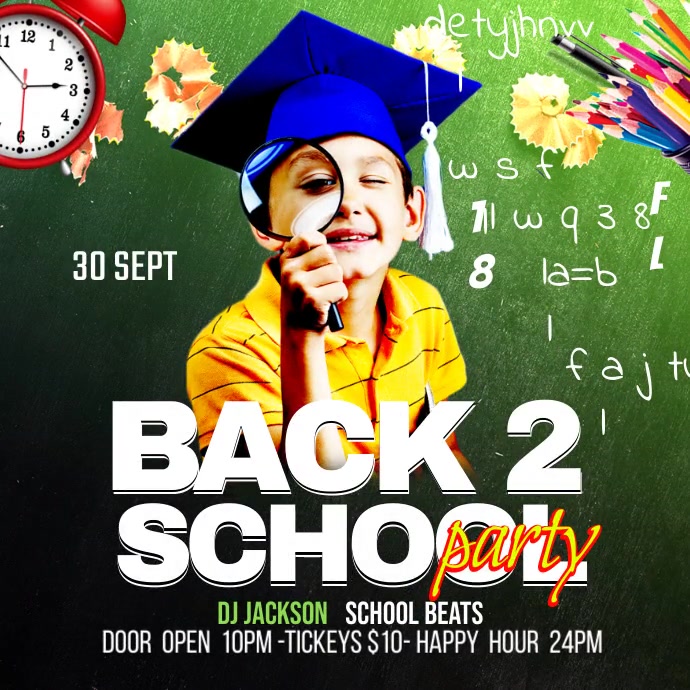 back to party ad design video Square (1:1) template