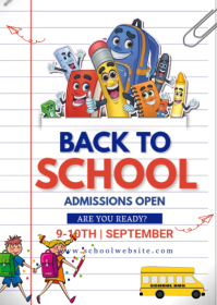 back to school, event,admissions are open A6 template