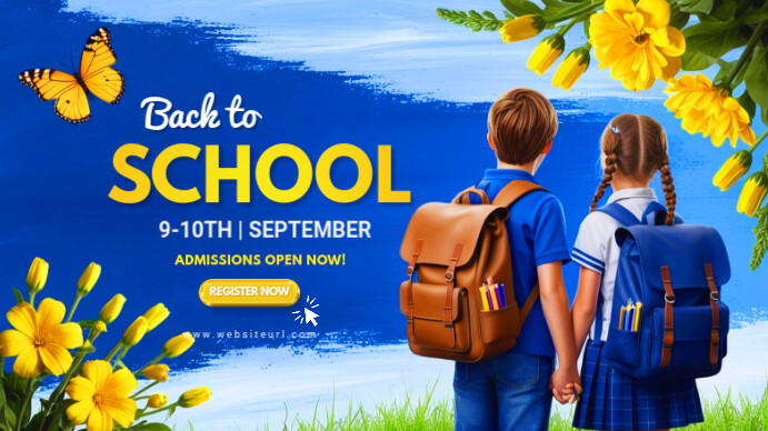 back to school, event,admissions are open Presentasi (16:9) template