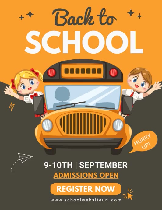 back to school, event,admissions are open Flyer (US Letter) template