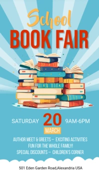 back to school, school fair, event Pantalla Digital (9:16) template