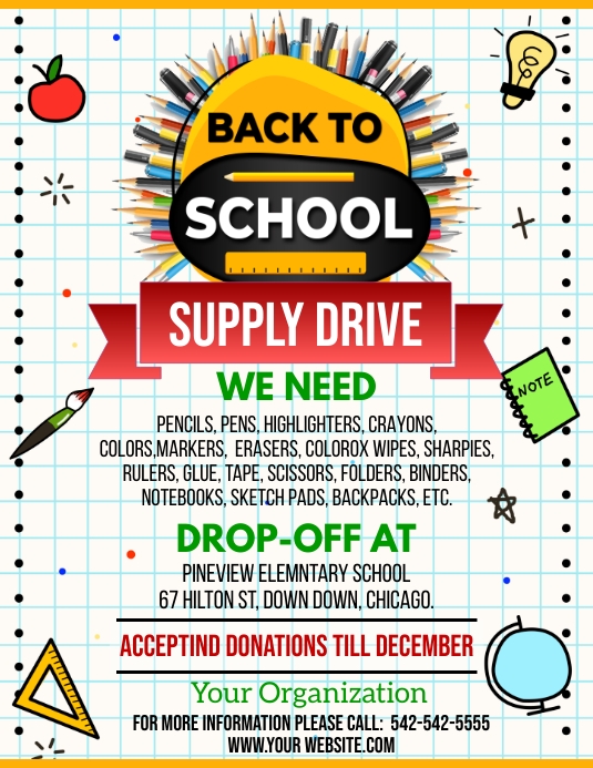 Back to School, Supply Drive Template PosterMyWall