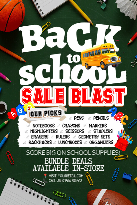 Back to School: Sale Blast Extravaganza Cartaz template
