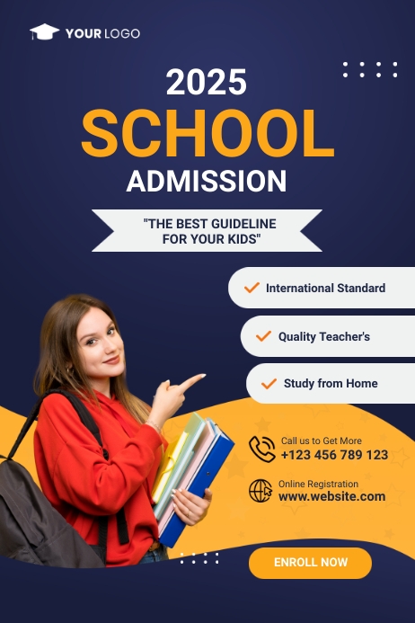 Back to School, Education School Admission Banner 4' × 6' template