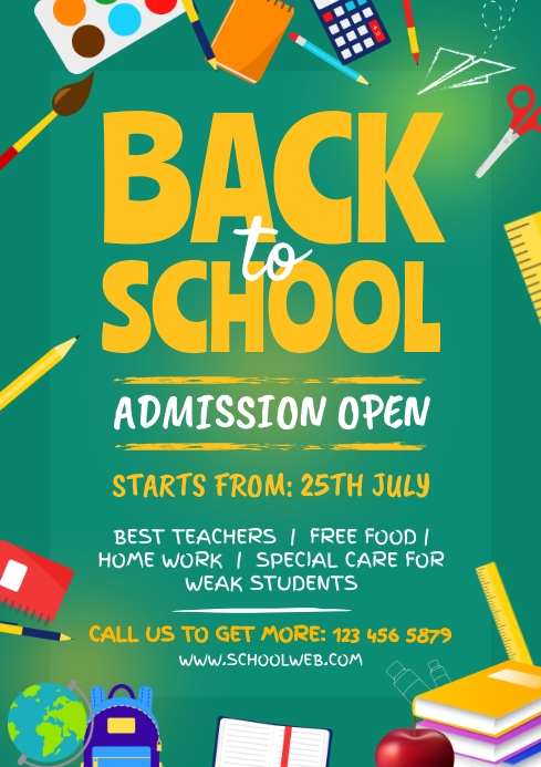 Back to School, Education School Admission A3 template