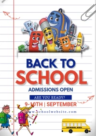 back to school, event,admissions are open A6 template