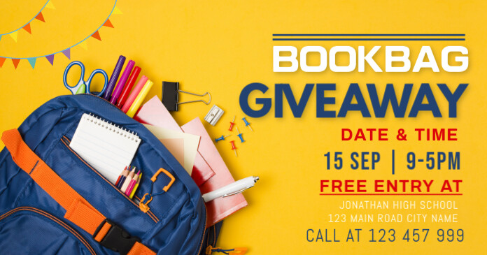back to school, event ,school,giveaway Facebook 共享图片 template