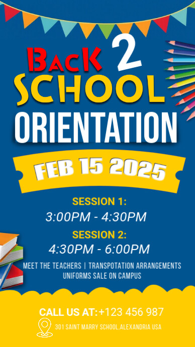 back to school orientation, event ,school Instagram Story template
