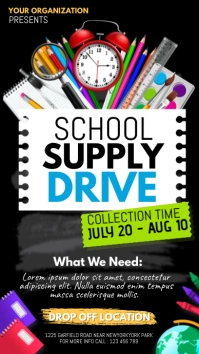 back to school, school, school supply drive Digital Display (9:16) template