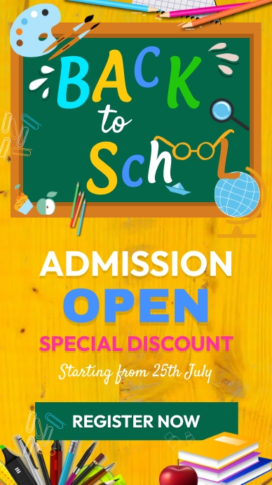 Back to school, School admission Instagram Story template