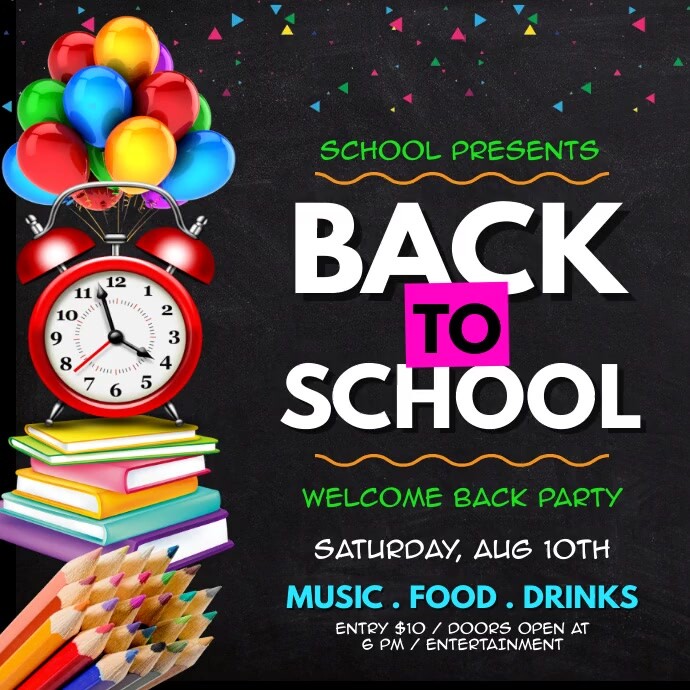 Back to School, School Flyer Kwadrat (1:1) template