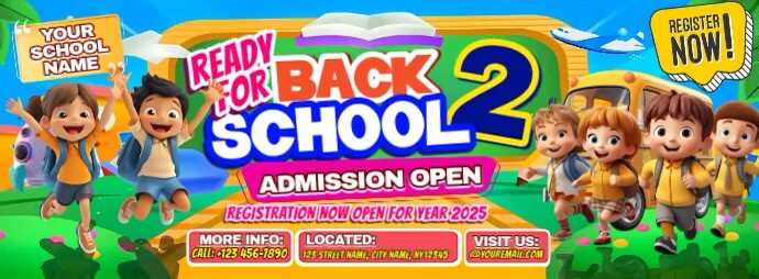 Back to School 2: Get Ready for an Exciting Year! Facebook 封面图片 template