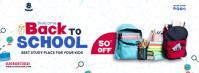 白色 Back to School Cover na Larawan ng Facebook Template