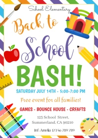 Back to School Bash  Invitation A6 template