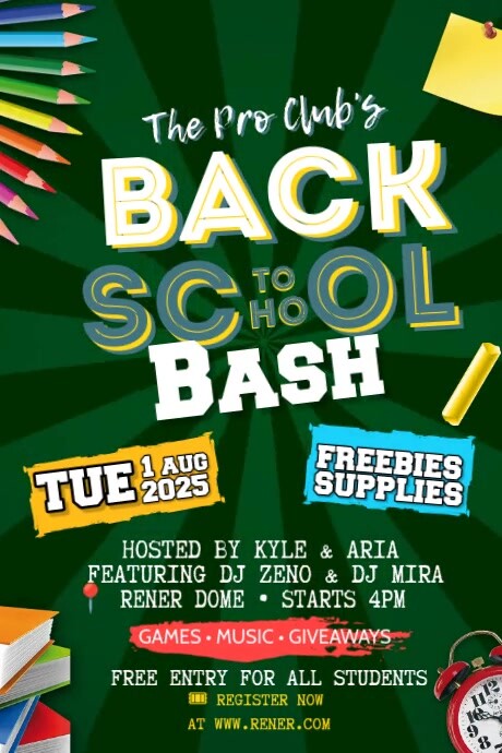 Back To School Bash Poster Плакат template