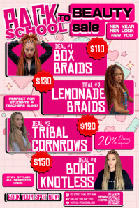 Rosa Back to School Beauty Sale Poster Template