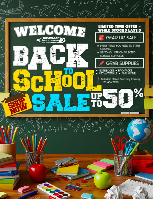 Back to School Blowout – Shop & Save Big! Flyer (US Letter) template