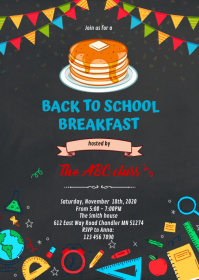 Back to school breakfast invitation A6 template