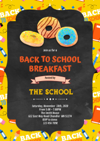 Back to school breakfast invitation A6 template