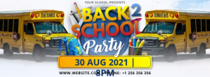 White Back to School Party Facebook-Cover Template