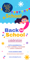 White Back to School Celebration Roll Up Banner 3' × 6' Template