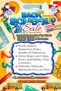 Back to School Crazy Sale Poster template