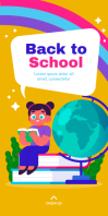 Orange Back To School Roll Up Banner 3' × 6' Template