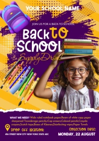 Back to school, school supplies giveaway A5 template