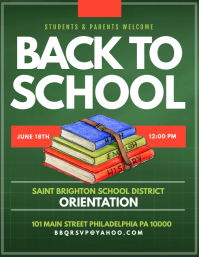 Green Back to School Orientation Flyer Template
