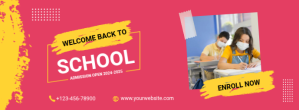 粉色 School Admission Facebook Cover Photo Template