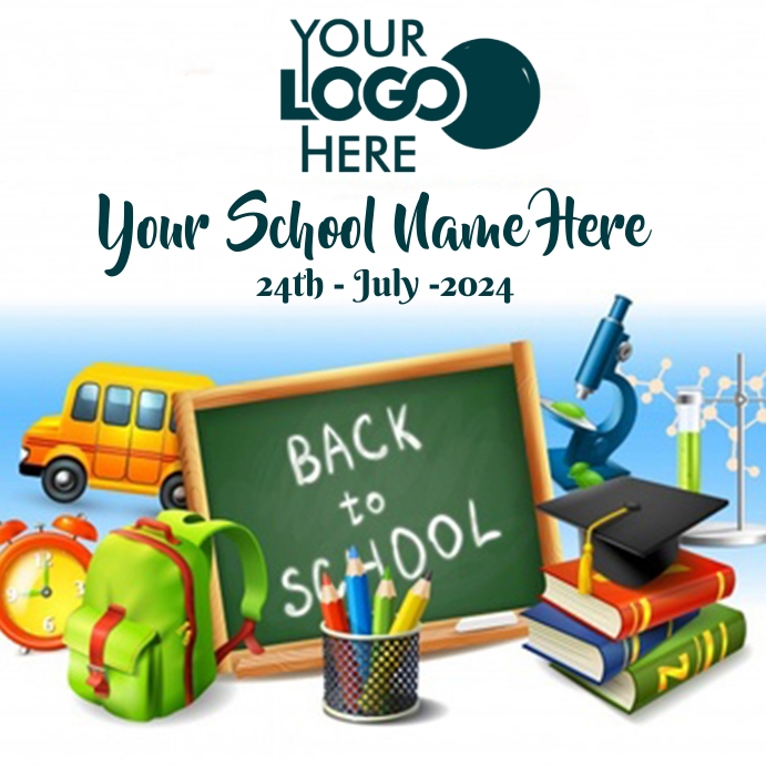 White and Blue Back To School Instagram Post template