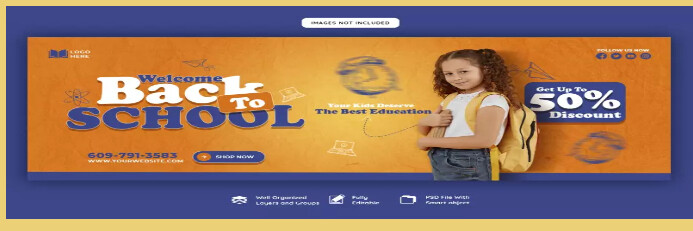 Back to school Banner 2' × 6' template