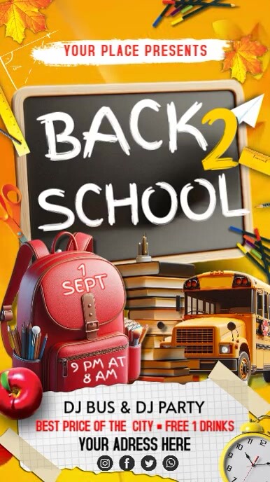 Back To School Digital Display 数字显示屏 (9:16) template