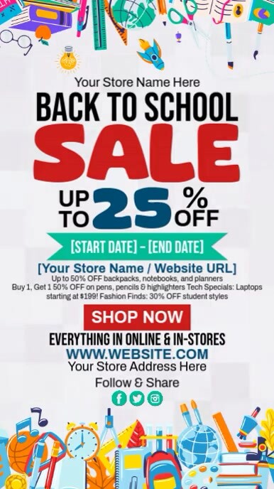 Back To School Discount Offer Reel Instagram template