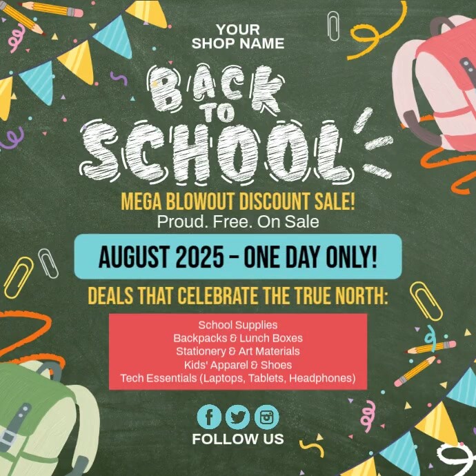 Back To School Discount Offer Instagram 帖子 template