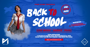 Niebieski Back to School Party Facebook-Veranstaltungscover Template