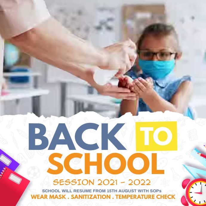 Back to School Flyer, School Flyer Square (1:1) template