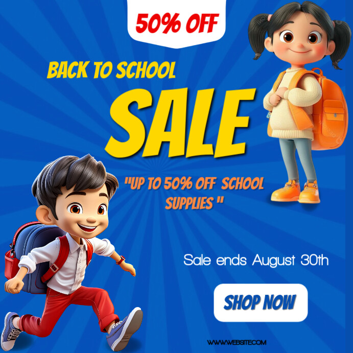 Back to school flyer Publicação no Instagram template