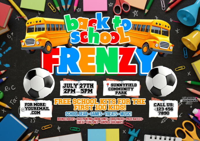 Back to School Frenzy: Gear Up, Game On A4 template