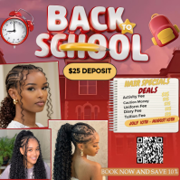 Back to School Hair Braiding Flyer | Kids Hair Specials Instagram Post Template Instagram-Beitrag