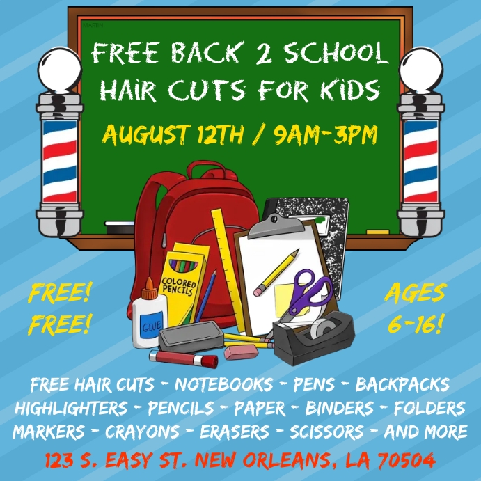 Copy of BACK TO SCHOOL HAIR CUT FLYER TEMPLATE PosterMyWall
