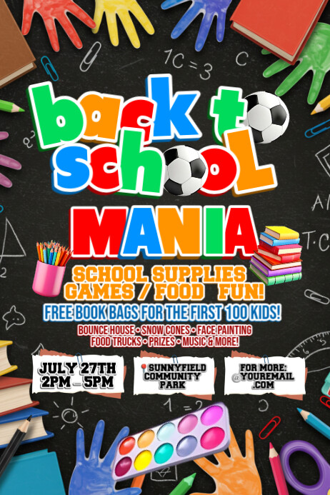 Back to School Mania: A Day of Fun, Games & Freebies Affiche template