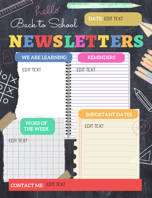 Back to School Newsletter Template 传单(美国信函)