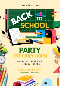 Back to School Party, School Admission A3 template