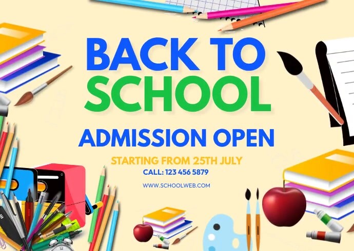 Back to School Party, School Admission Pocztówka template