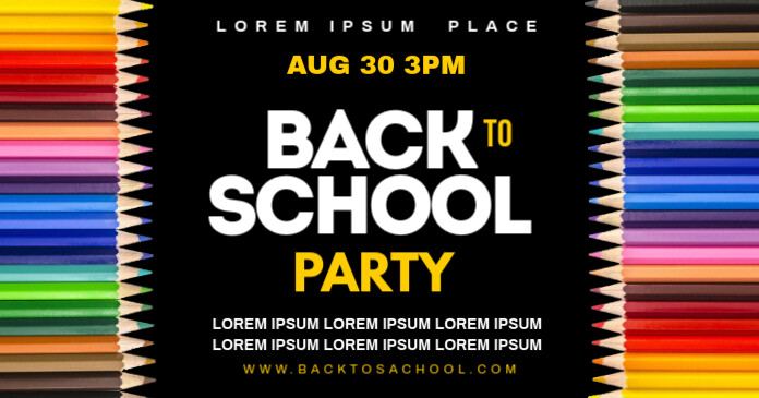 Back to school party banner Facebook Gedeelde Prent template