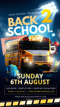 Back to school party bus invitation Instagram template
