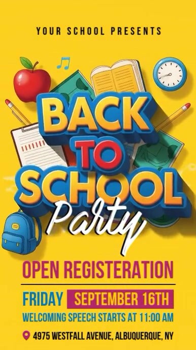 Back to School Party Instagram Story template